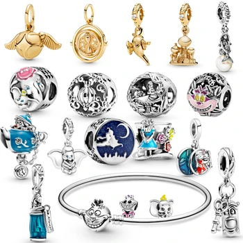 Nové 925 Alice v krajine Zázrakov, Cheshire Cat Korálky Elephan Charms Fit Pôvodné Rýdzeho Striebra 925 Pandora Náramky Šperky Ženy