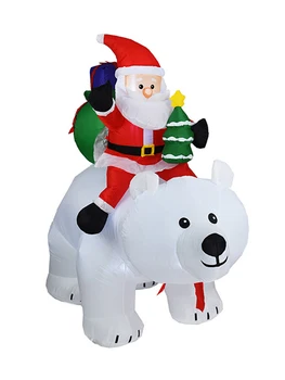 Nové Santa Claus na Koni Polar Bear Nafukovacie Vonkajšie Vianočné Dekorácie pre Domov Nafukovacie Hračky, Bábiky Vianočné Party Decor Obrázok 2