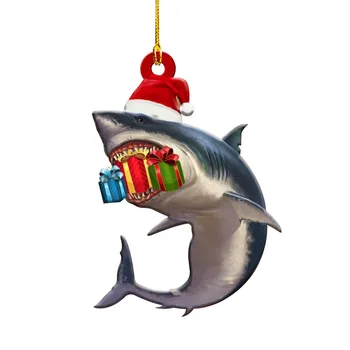 Žralok S Santa Klobúk Vianočný Strom Ornament Santa Koni Shark Ozdoby, Vianočné Ozdoby Shark Pobrežných Hlbokom Mori, Vianoce