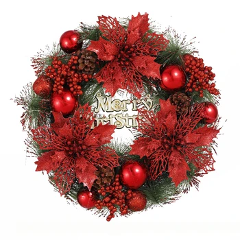 35 cm Vianočný Veniec Umelý Kvet Dekorácie Dvere, Závesné Ratanové Ornament Garland Vianočné Dekorácie Pre Domov 2022 Navidad Obrázok 2