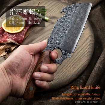 Ručné kovanie kosti-trhanie nôž zabitia profesionálne mäsiar nôž taktiky, malý kuchynský nôž z nerezovej ocele krúžok nôž