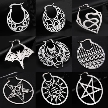 Pavúk z Nehrdzavejúcej Ocele Satanic Pentagram Hoop Náušnice pre Ženy Gotický Witchy Star Visieť Náušnice 2022 Trend Amulet Šperky