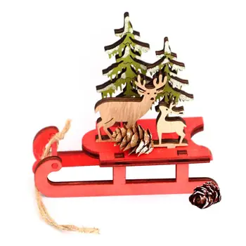 Vianočné Sánky Miniatúrne Drevené Santa Snehuliak Jeleň Sánky Ornament, Pre Deti Darček Ploche Malé Ozdoby, Drevené Odnímateľný