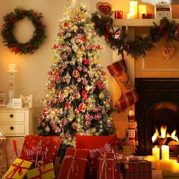 6pcs 6typ Farebné Vianočné Gule Star Tvar Zavesenie Ozdoby na Vianočný Stromček, Dekorácie Pre Domov 2021 Vianoce, Nový Rok, Darček Noel