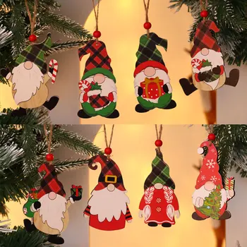 Vianočné Drevené Prívesky Drevené Maľované Vianočný Strom Drop Ozdoby, Dekorácie pre Domov Nový Rok 2022 Vianoce Deti Hračky, Darčeky Obrázok 2