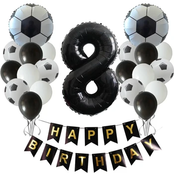 34pcs Futbal Fóliové Balóniky Nastaviť 32inch Čierne Číslo Globos Chlapci Futbal Športové Tému Party Dekorácie Narodeninovej Party Dodávky