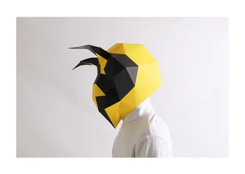 3D Papier Formy Wasp Bee Hlavu Masku Pokrývky hlavy Zvierat Model Halloween Cosplay Rekvizity Ženy Muži Strany Úlohu Hrať DIY Plavidlá Masky Obrázok 2