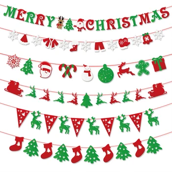 15 cm Vianoce Bannery Handričkou Visia Vlajky Domov Santa Claus Snehuliak Jeleň Vianočný Strom Bunting Garland Veselé Vianočné Ozdoby