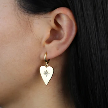 Northstar Visieť Náušnice pre Ženy, Zlatá Farba Srdce Tvar Earings Medi Módne Šperky Pendientes Hot Predaj Obrázok 2