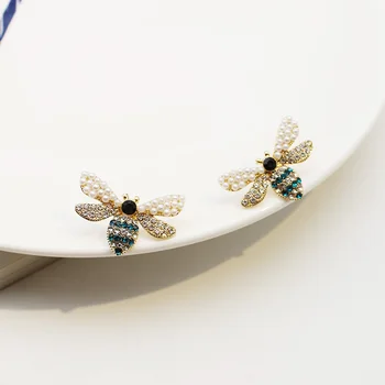 Roztomilý Bee Brošňa Drahokamu Pearl Ženy Šumivé Crystal Hmyzu Prsia Pin Dámy Party Šaty, Ozdoby Módne Šperky