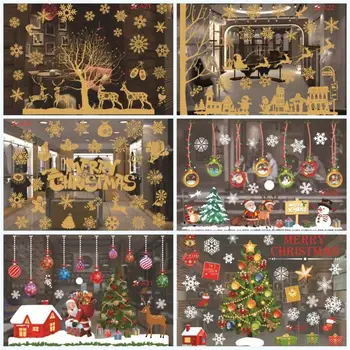 Okno Nálepky Vianočné Ozdoby Santa Claus šťastné a Veselé Vianoce, Výzdoba pre Domáce 2021 Garland Nový Rok 2022 Noel Navidad Vianočný Darček