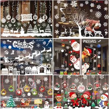 Okno Nálepky Vianočné Ozdoby Santa Claus šťastné a Veselé Vianoce, Výzdoba pre Domáce 2021 Garland Nový Rok 2022 Noel Navidad Vianočný Darček Obrázok 2