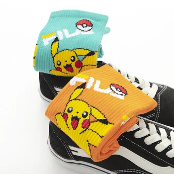 5 ks Pokémon Pikachu Anime Bavlnené Ponožky Pikachu Ísť Postavy Cartoon Módne Športové Milovníkov Mid-Trubice Ponožky pre Mladistvých Žien, Mužov Zime Obrázok 2