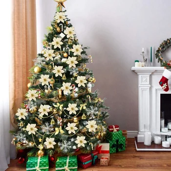 120Pcs Vianočný Stromček, Dekorácie, Závesné Set Umelých Kvetov Lúk Bell Trstiny Vianočné Podujatie Strana 2021 Nový rok Domáce dekorácie