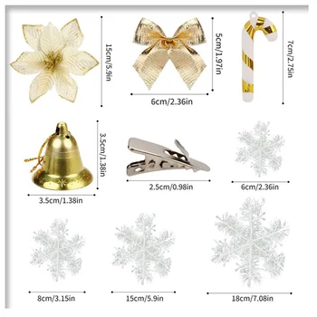 120Pcs Vianočný Stromček, Dekorácie, Závesné Set Umelých Kvetov Lúk Bell Trstiny Vianočné Podujatie Strana 2021 Nový rok Domáce dekorácie Obrázok 2