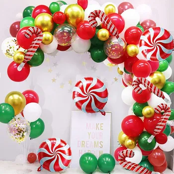 Vianočné Balón Garland Arch Auta Candy Cane Balóny Červená Konfety Globos Vianočné Party Dekorácie Nový Rok Darček Navidad 2021