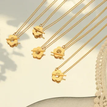 Z Nehrdzavejúcej Ocele Kvet Sz Pracky Dizajn Náhrdelník Clavicle Reťazca Žena Á Zlatý Prívesok Pre Ženy Vyhlásenie Luxusné Šperky