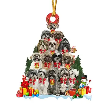 Vianočný Stromček Visí Prívesok Inovatívne Svadobný Dar Drevené Vianočné Psa Ozdoby DIY Dreva Remesiel Vianočný Večierok Dekorácie