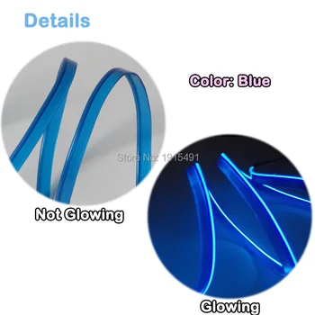 Štandardné Balenie 2.3 mm Sukne EL Neon Vlákno 6mm Šiť Tag LED Pásy 5Meters Modré Auto Led Drôt Nočné Svetlá pre DIY Módna prehliadka