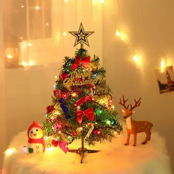 Nové 30CM Mini Vianočný Stromček So Svetlom Malý Prívesok Jingle Bell Tabuľka Hviezda Top Slávnostné Strana navrhne Party Dekorácie