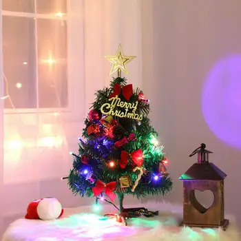 Nové 30CM Mini Vianočný Stromček So Svetlom Malý Prívesok Jingle Bell Tabuľka Hviezda Top Slávnostné Strana navrhne Party Dekorácie Obrázok 2
