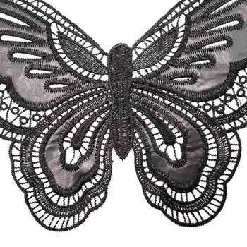 Čierny Motýľ Textílie Svadobné Šaty Appliques Vyšívaný Golier Gotický Šiť Na Patche Pre Šaty DIY Dekorácie