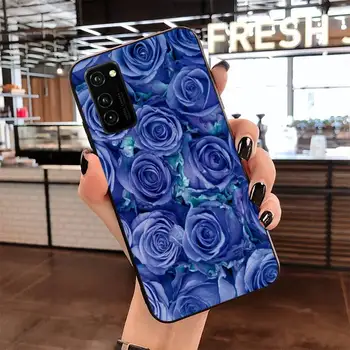 Modrá ruža kvet Maľované Telefón puzdro pre Samsung S20 plus Ultra S6 S7 okraji S8 S9 plus S10 5G lite 2020