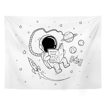 Vesmírne Cestovanie Gobelín Biela Domova Nástenné Gobelíny s Jednoduchým Sute Cartoon Tlač Súhvezdí Astronaut Typu Gobelín