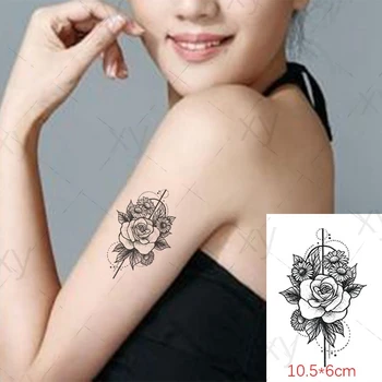 Nepremokavé Dočasné Tetovanie Nálepky Hrudníka Čipky Henna Mandala Flash Tetovanie Vlk Diamond Kvet Body Art Rameno Falošné Tetovanie Ženy Muži Obrázok 2