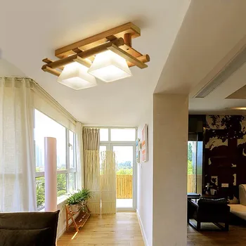 Jednoduché Japonsko LED Drevené Lampa retro obývacia izba, spálňa, Predsieň, Veranda, Balkón Svietidlá, Moderné Sklenené Tienidlo Stropné Lampy