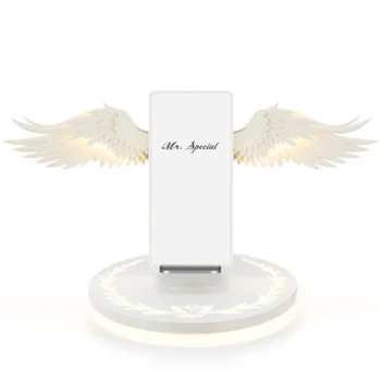 Farebné LED Angel Wings Nabíjačka Telefónu 10W Univerzálna Bezdrôtová Nabíjačka pre iPhone Huawei Samsung Telefón Dievčatá Darček k Narodeninám Obrázok 2