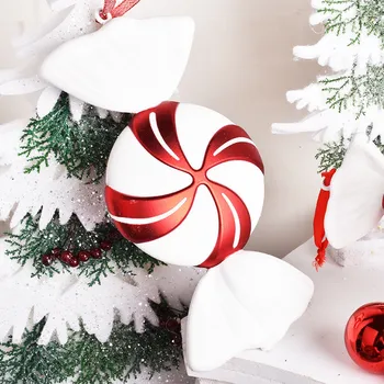 32 cm Vianočné Cukrovinky Prívesok Červená A Bielo Natreté Navidad Veľké Lízatko Vianočný Stromček Domova Vianočné Darčeky Pre Deti
