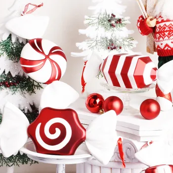 32 cm Vianočné Cukrovinky Prívesok Červená A Bielo Natreté Navidad Veľké Lízatko Vianočný Stromček Domova Vianočné Darčeky Pre Deti Obrázok 2