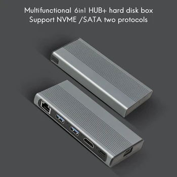 USB Hub, Multi-zariadenia HUB Typ C 3.1 M. 2 NVME NGFF SSD Prípade Krytu USB C HUB Rozbočovač pre Počítač, Notebook Plochu Príslušenstva