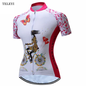 TELEYI Cyklistika Dres T-Shirt Šport Ženy Ropa Ciclismo Oblečenie na Bicykli Krátky Rukáv Dievčatá Cyklistický Dres Topy Obrázok 2