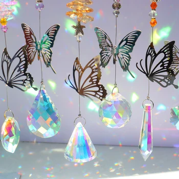 Crystal Veterné Zvonkohry Prívesok Diamond Garden Visí Slnečnému Žiareniu Catcher Výzdoba Domov Okno Opony Festival Dekorácie