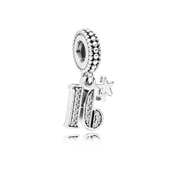 Klasický Štýl 925 Sterling Silver 16-60 Rokov Lásky Visieť Kúzlo Jasné, CZ Fit Pandora Náramok Malý Prívesok DIY Šperky Obrázok 2