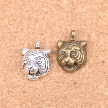 100ks Charms hlava tigra 18x13mm Starožitné Prívesky,Ročník Tibetskej Strieborné Šperky,DIY náramok náhrdelník Obrázok 2