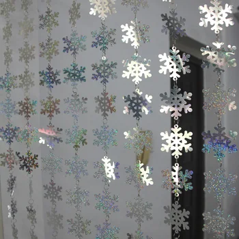 Vianočné dekorácie interiéru snowflake flitrami opony Slávnostné party dekorácie na Vianočný stromček Prívesok Obrázok 2