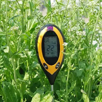 Profesionálne 4 v 1 LCD Teplota Slnečného svetla, Vlhkosť, PH Záhradné Pôdy Tester Analýza Kyslosť Alkalických 40%Off