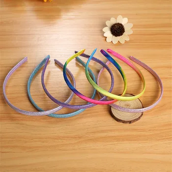 Kórejský Vlasy Príslušenstvo Rainbow Hairband Saténová Čelenka Módne Textílie Páse s nástrojmi Roztomilý Svieti Headdress 10Pcs/Veľa Dievčat, Čelenky Obrázok 2