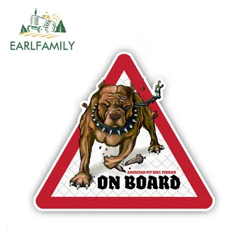 EARLFAMILY 12 cm x 10.5 cm Pit Bull Dog polepy Áut Psa na palube Obtlačky Psa Odtlačkový Psa Výstražné Znamenie Zábavné Samolepky