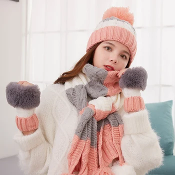 Módny Klobúk zmes Zimných nový kórejský 2021 pletený šál žien darček teplé módne vlny klobúk studenej dôkaz šál rukavice versatil Obrázok 2