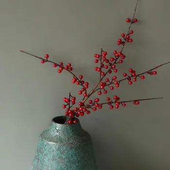 Umelé bobuľové ovocie pobočky plantas artificiales Domáce dekorácie červené bobule pre domáce Vianočný strom dekorácie Vianočný darček