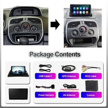 6+128G Android 10 Pre Renault kangoo 2016 - 2018 autorádia Multimediálne Video Prehrávač, Navigácia GPS, DVD, Wifi Č 2din 2 din Obrázok 2