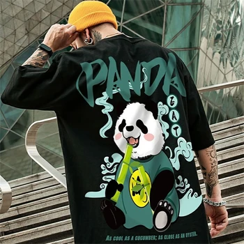 TNT 2021 nové Nadrozmerná T-shirt muž Čínsky štýl panda Harajuku voľné priateľmi prekonať hip-hop štýl Funko pop streetwear