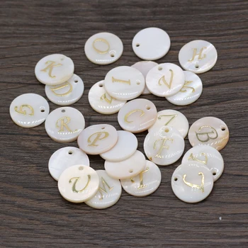 Prírodné shell perly sladkovodné shell okrúhle otvory Písmená Pozlátené A-Z pre šperky, takže DIY náhrdelník náramok príslušenstvo Obrázok 2