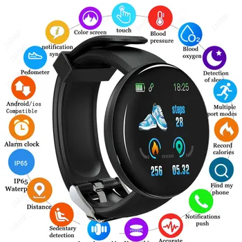D18 Digitálne Smart Hodinky Mužov Šport Ženy Smartwatch Krvný Tlak Sledovať Smartband Bluetooth Smart Hodinky pre Android Relogio Obrázok 2