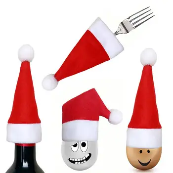 10pcs Mini Vianočné Hat Stolový Držiak na Tašku Veselé Vianoce Malý Klobúk Strany Večera Nôž Vidlička Nastaviť Vrecku Kryt Domov Dekoroch Obrázok 2