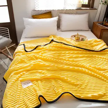 Značka factory hodiť deky na gauč Pevné Žltá Farba, Mäkké Teplé Flanelové Deka Na Posteľ Hrúbka Hodiť Deka Obrázok 2